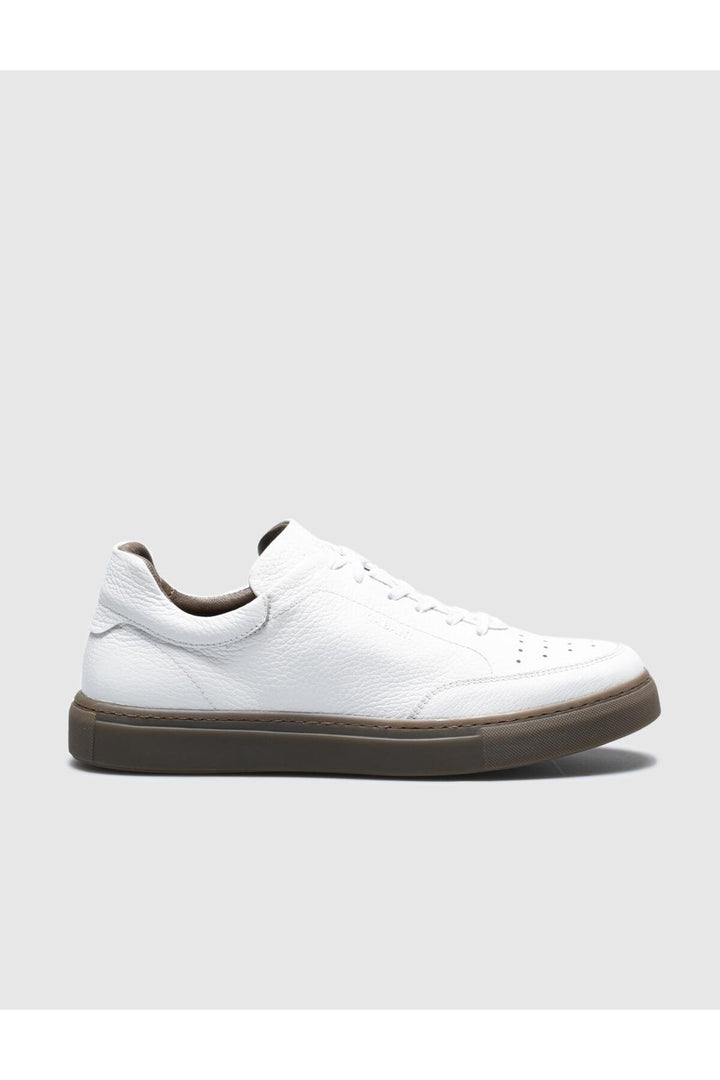 Cabani Shoes Chaussures de sport pour hommes en cuir véritable blanches à lacets - Blanc