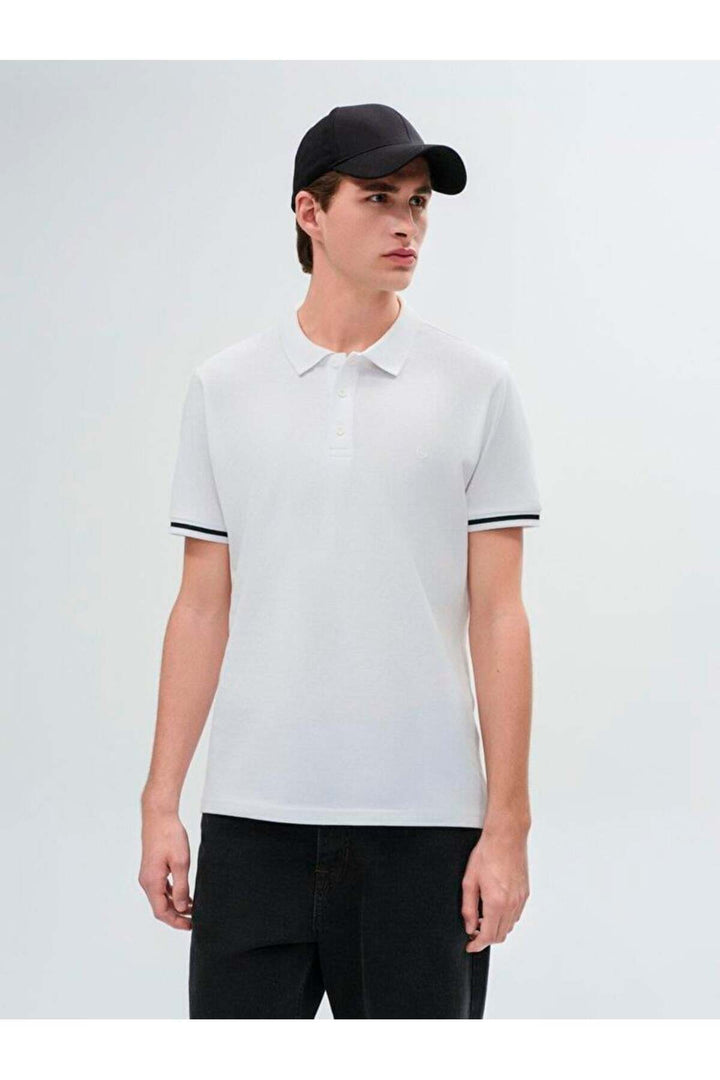 LTB T-shirt à Col Polo Kelebe pour Homme à Manches Courtes 1225841846089 - Blanc_100
