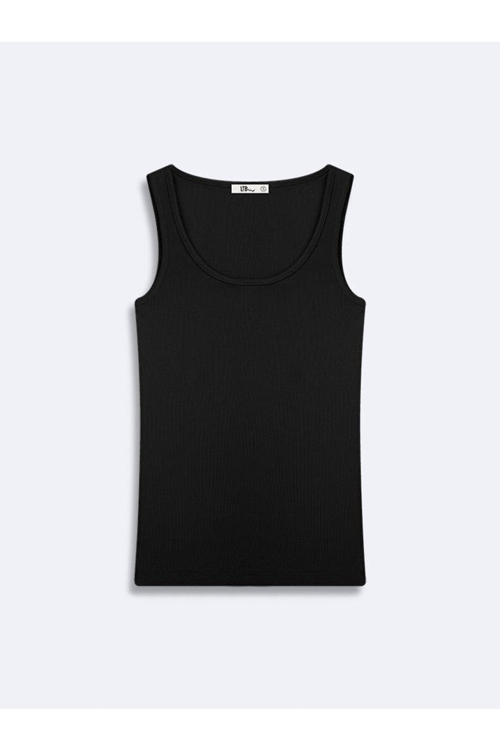 LTB Singlet noir basique sans manches à col en U