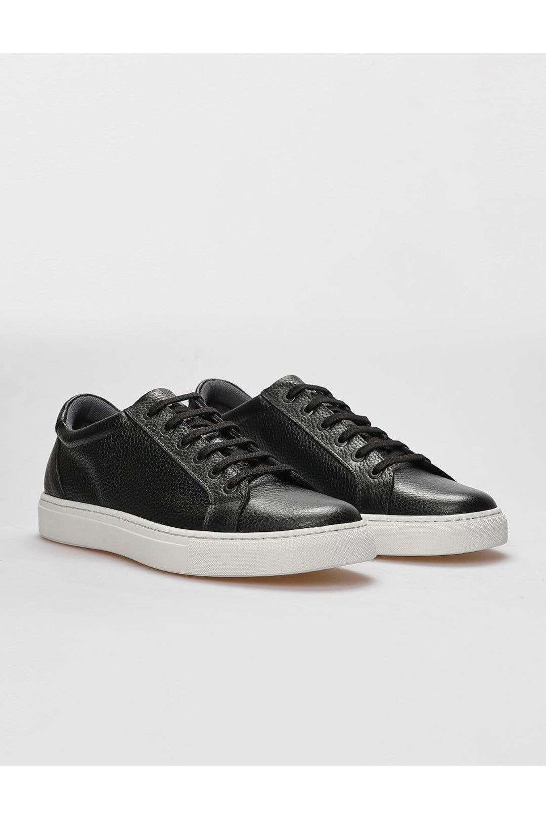 Cabani Shoes Chaussures de sport pour hommes en cuir véritable noires à lacets - Noir