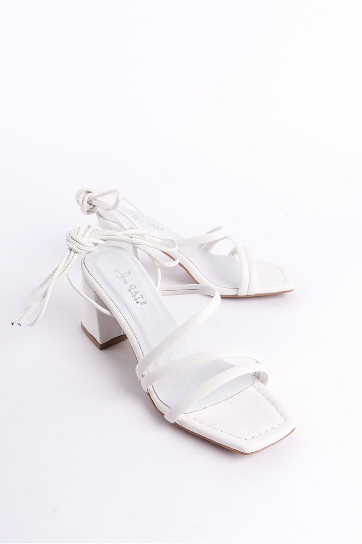Wavelys Sandales ou tongs à lanières amovibles, doublure en cuir véritable, sandales pour femmes - Blanc
