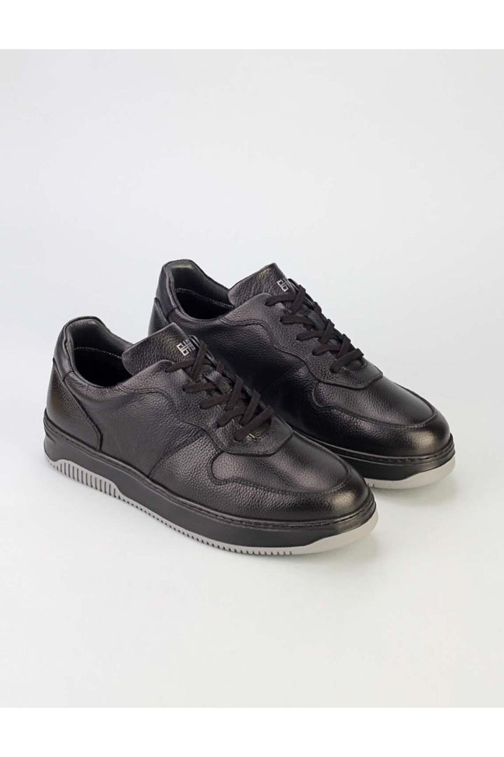 Cabani Shoes Chaussures en cuir véritable pour hommes avec fourrure noire - Anthracite