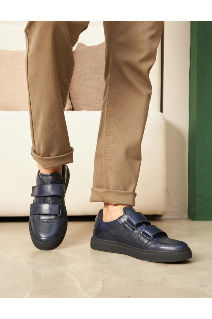 Cabani Shoes Chaussures de sport en cuir véritable pour homme Bleu marine - Bleu marine