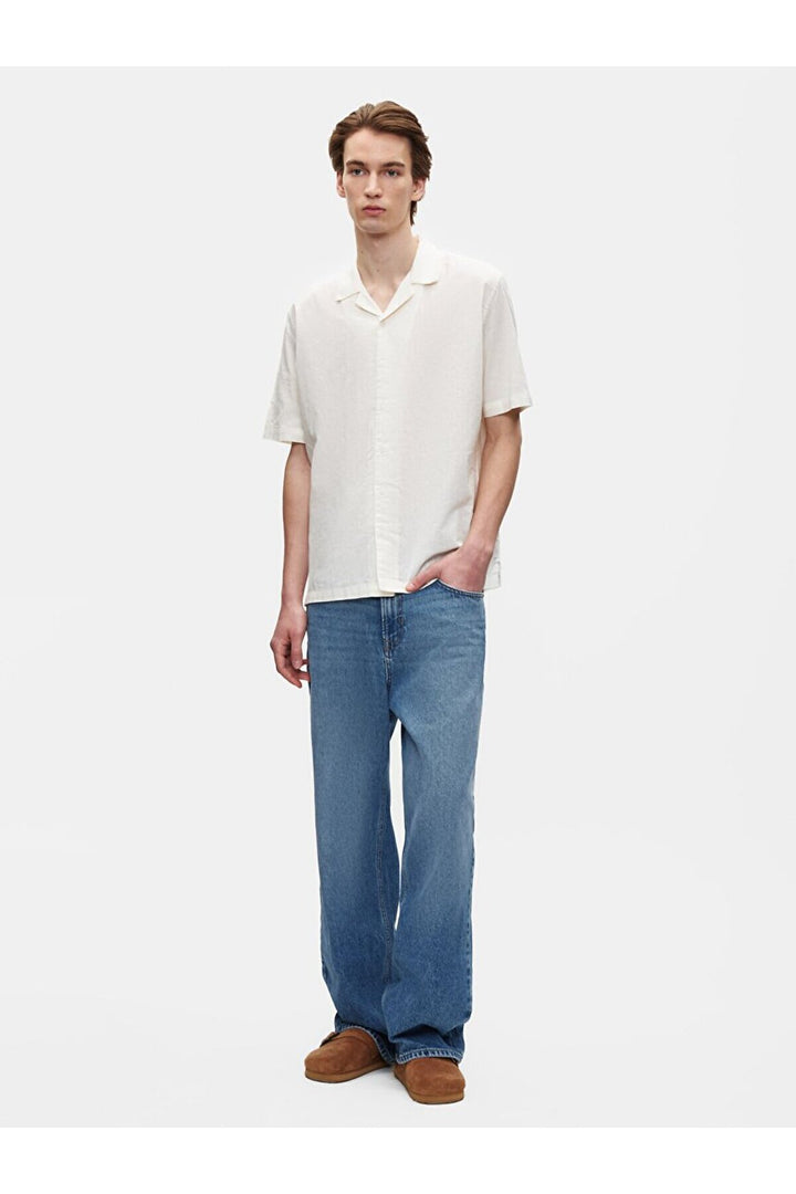 LTB Chemise blanche à manches courtes avec imprimé décontracté coupe droite