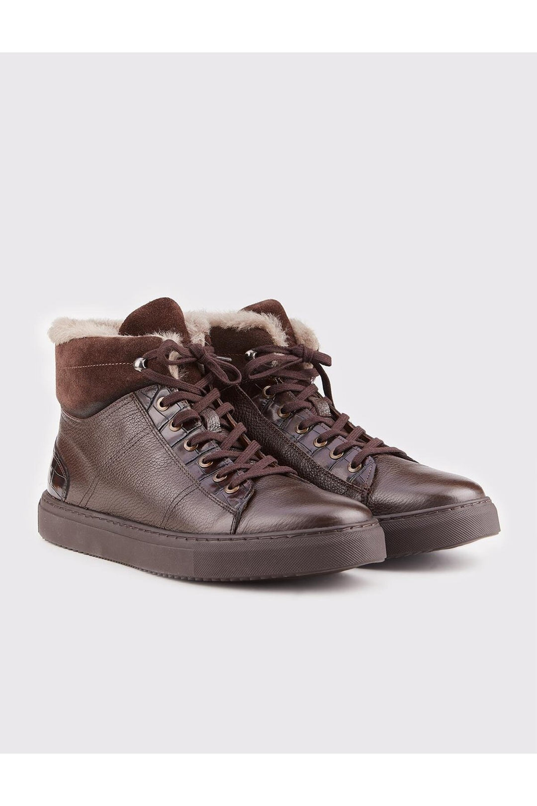 Cabani Shoes Bottines en cuir véritable marron à fermeture éclair pour homme avec fourrure. - Marron