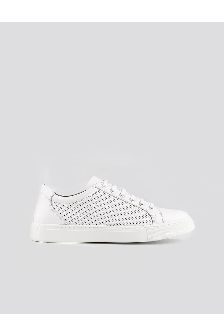 Cabani Shoes Chaussures de sport pour hommes en cuir véritable blanc à lacets avec doublure en cuir. - Blanc
