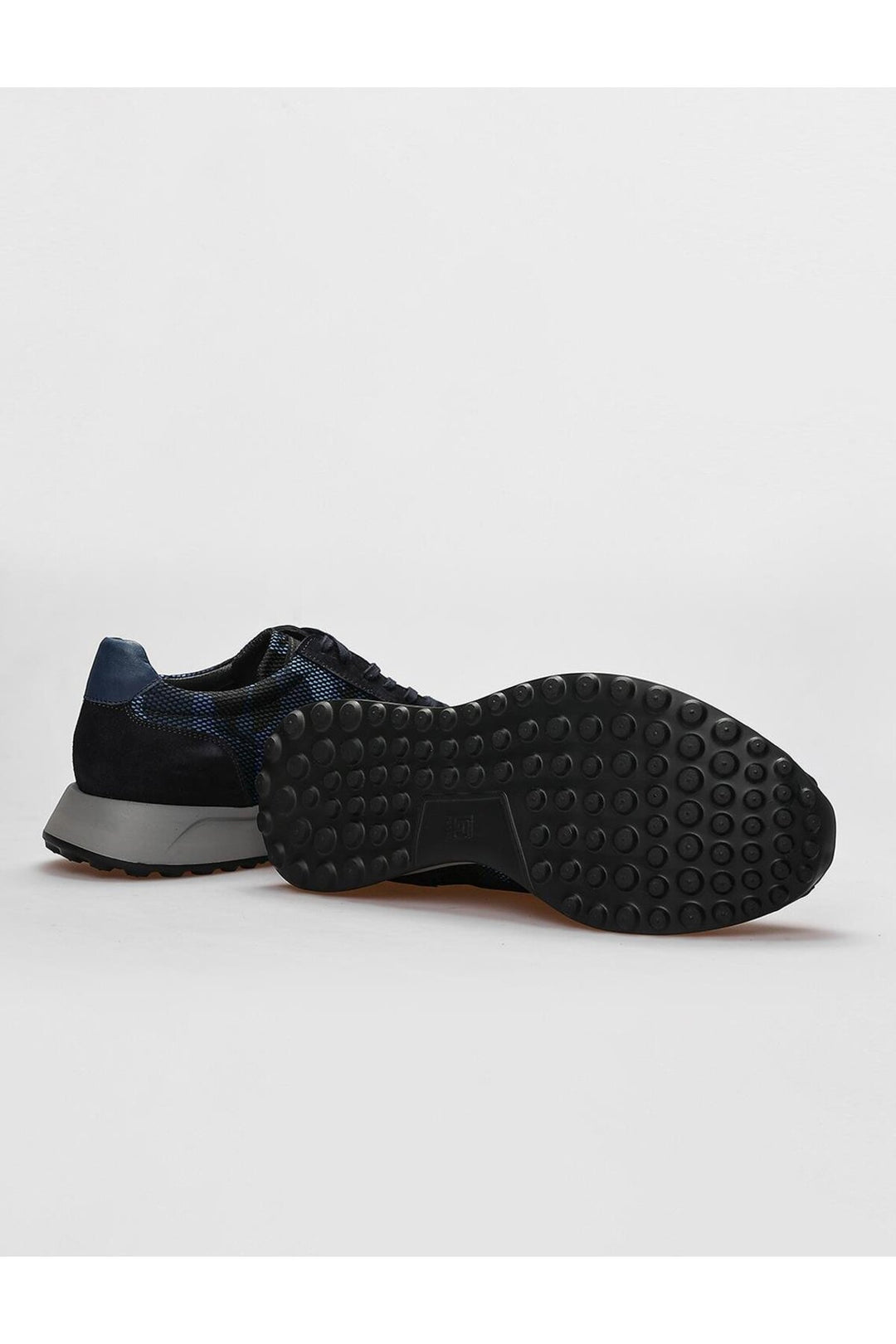 Cabani Shoes Chaussures de sport pour hommes en cuir véritable bleu marine à lacets camouflage - Bleu marine