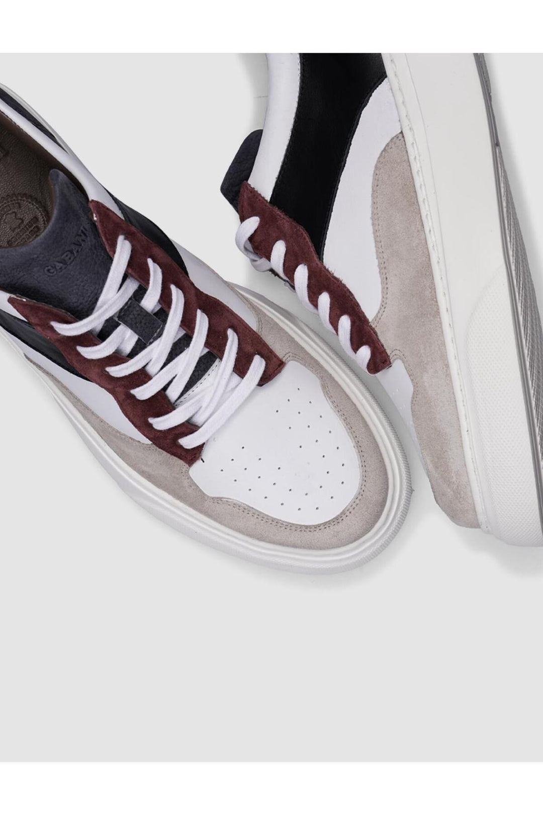 Cabani Shoes %100 Cuir véritable Baskets pour hommes beige-noir à lacets - Beige