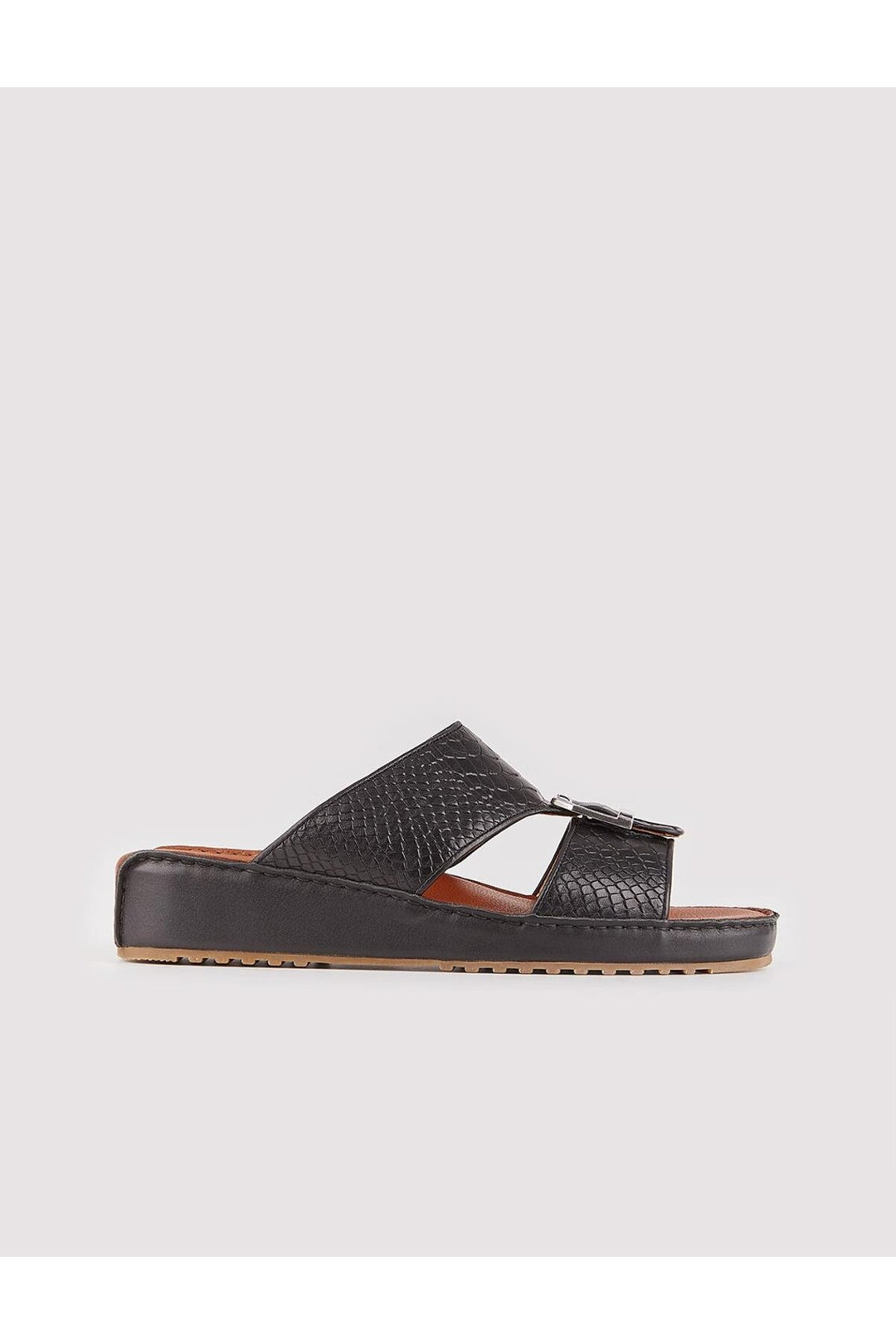 Cabani Shoes Sandale pour homme en cuir véritable à double bande noire - Noir