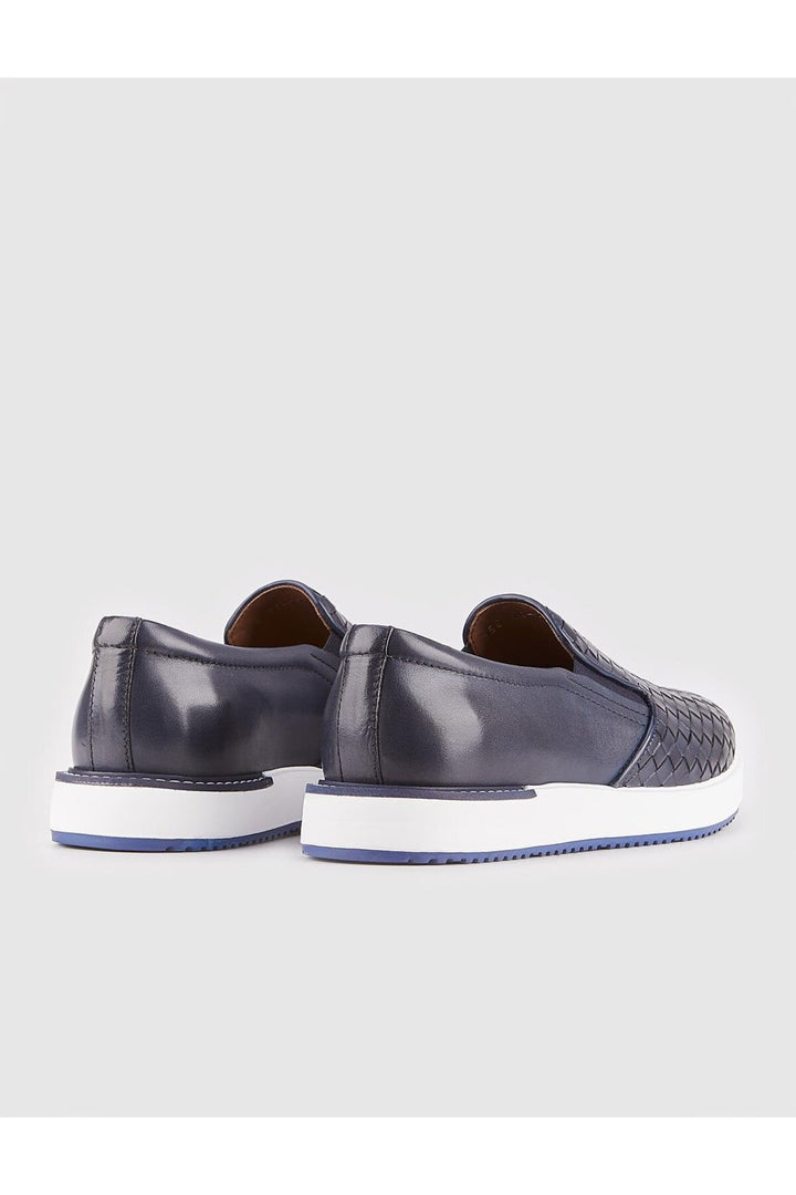 Cabani Shoes Chaussures de ville pour hommes en cuir véritable avec semelle en Eva bleu marine. - Bleu marine