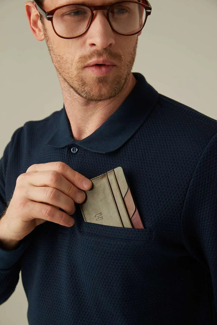 helmbrook Porte-cartes fin en cuir véritable pour homme avec protection RFID Elton Khaki Plus