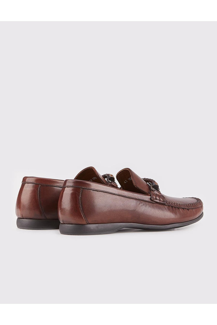 Cabani Shoes Chaussures Loafer pour hommes en cuir véritable marron avec détail de boucle - Marron