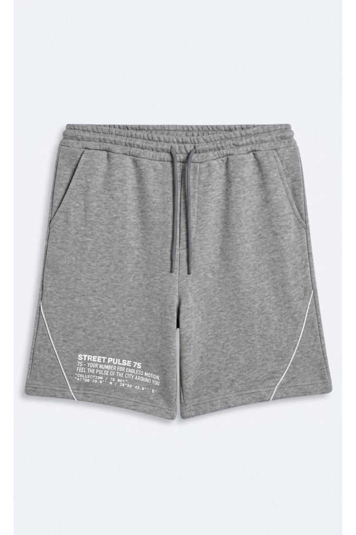LTB Short Gris Regular avec Détails en Bordure Imprimés - Gris