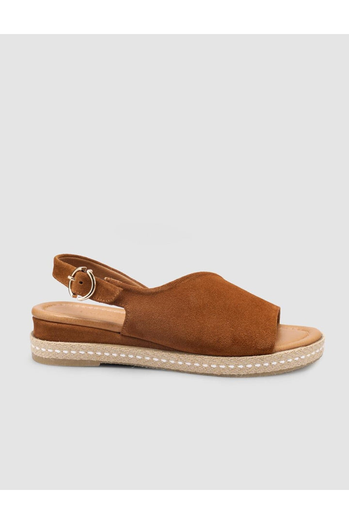 Cabani Shoes Sandales en suède pour femmes en cuir véritable 100% couleur tabac - Tabac