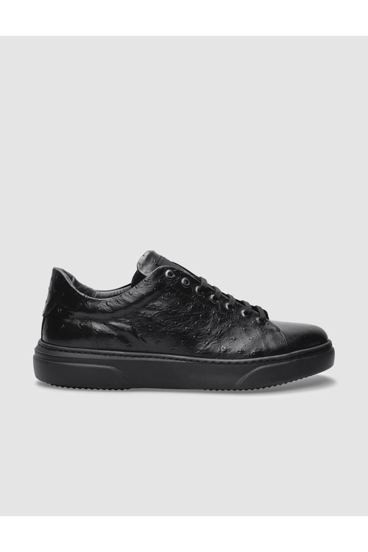 Cabani Shoes Chaussures de sport pour hommes en cuir véritable noires à lacets - Noir