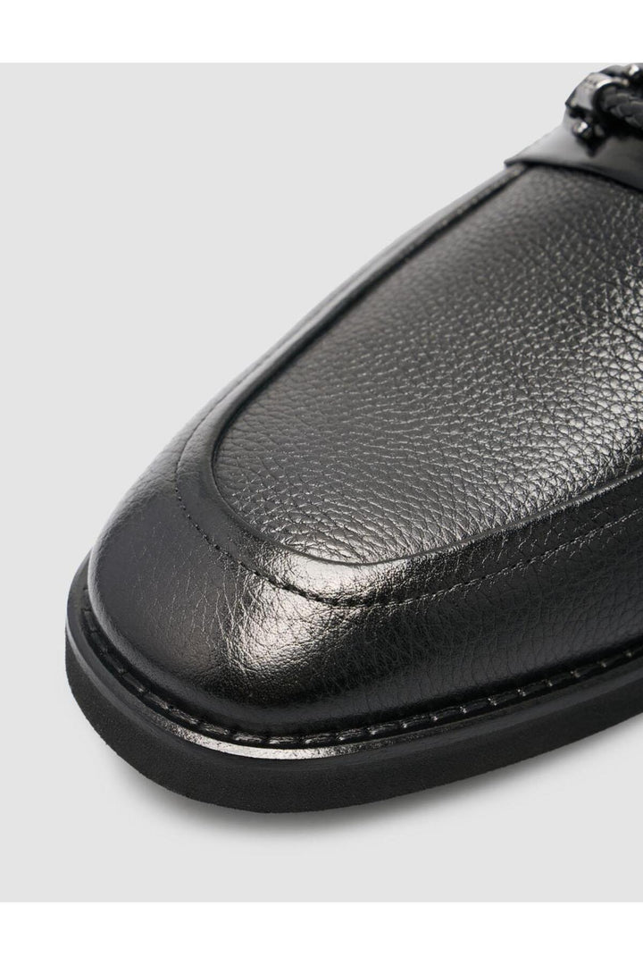 Cabani Shoes %100 Cuir véritable Mocassins pour hommes avec détail de boucle noire - Noir