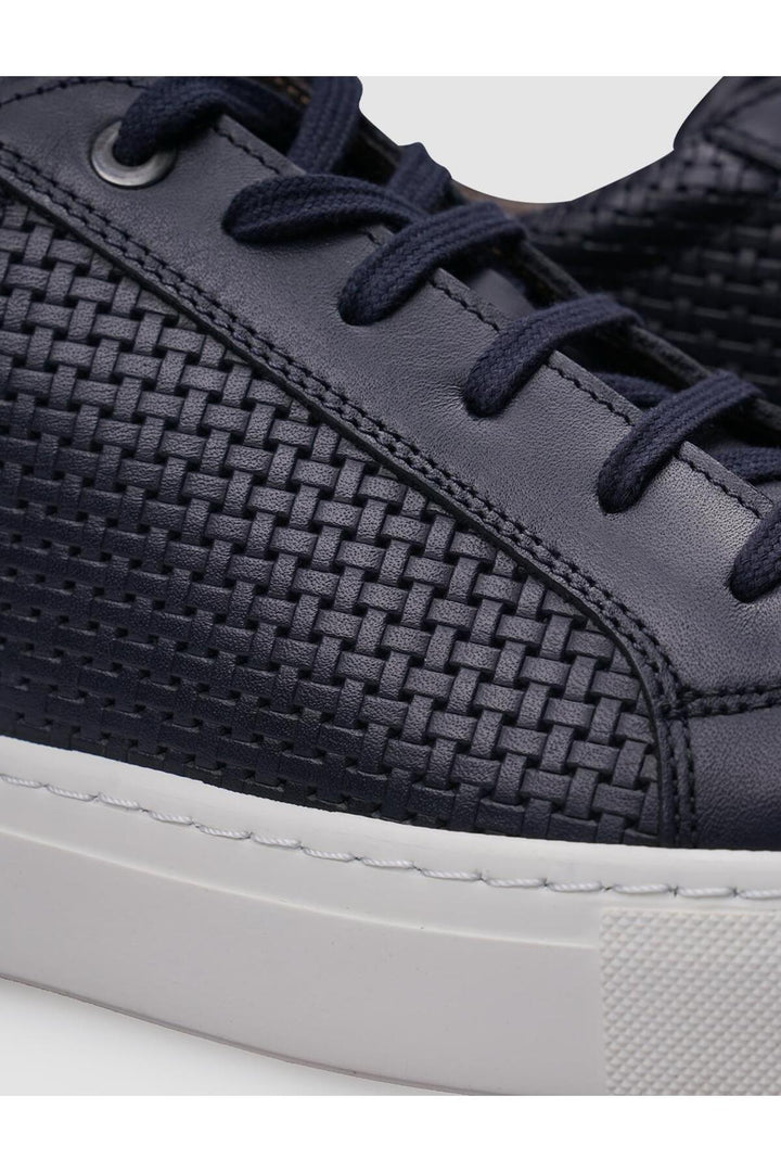 Cabani Shoes %100 Cuir Véritable Baskets Pour Hommes Bleu Marine à Lacets à Motifs - Bleu marine