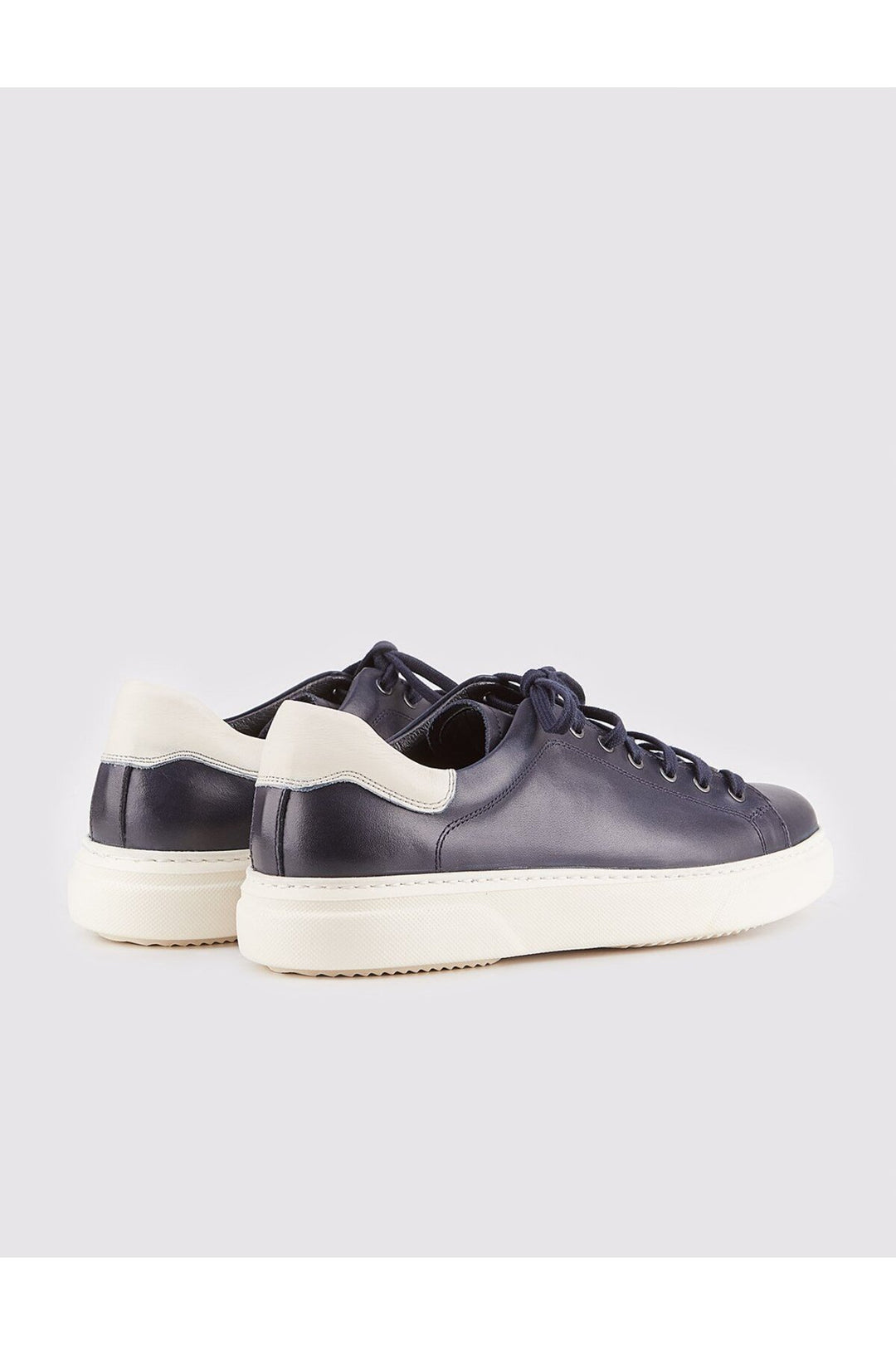 Cabani Shoes Chaussures de sport pour hommes en cuir véritable bleu marine à lacets - Bleu marine