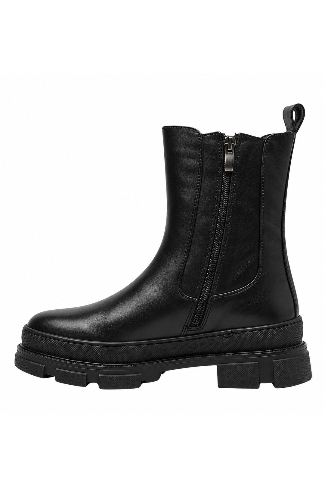 Wavelys BOTTE ATHENA Bottes pour femmes en cuir véritable noir avec détails en zip et élastique, confortables et chaudes. - Noir