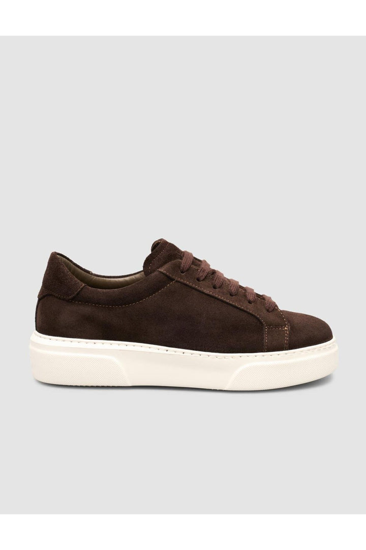 Cabani Shoes Baskets à lacets en cuir suédé véritable 100% avec doublure en fourrure, couleur marron. - Marron