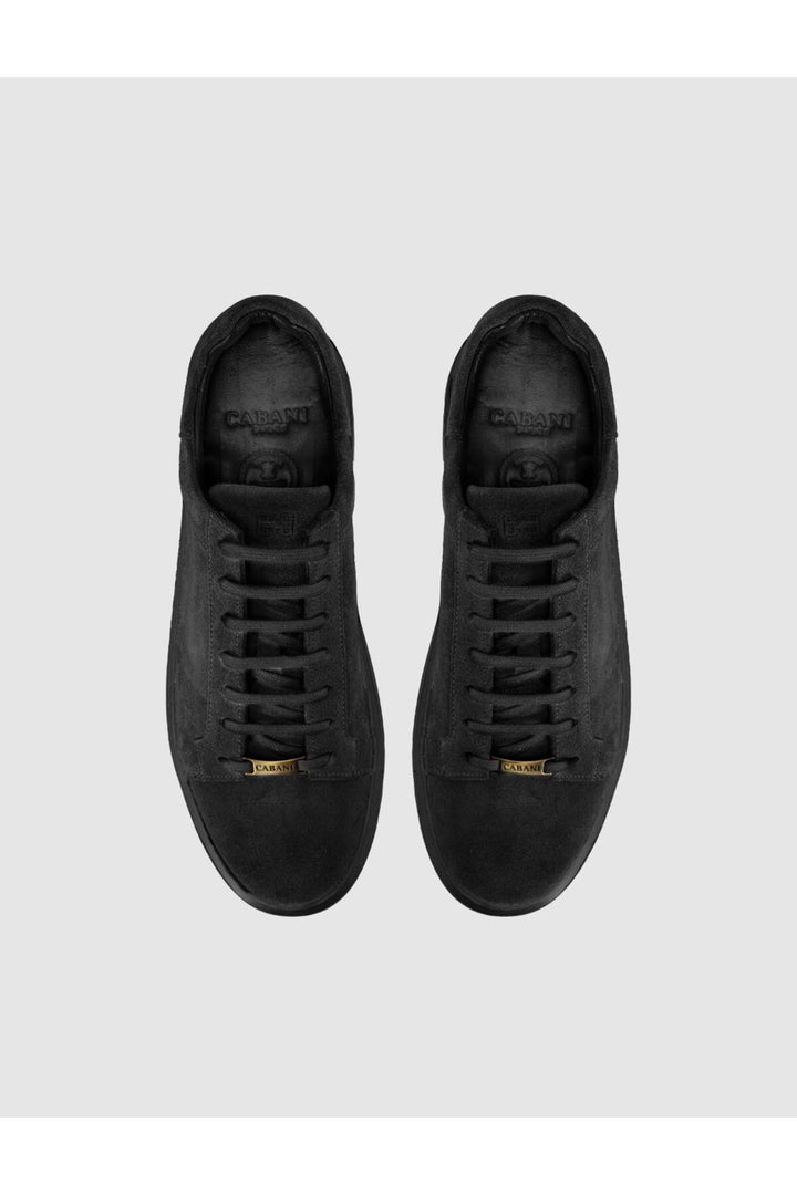 Cabani Shoes Baskets pour hommes en cuir suédé véritable noir - Multicolore