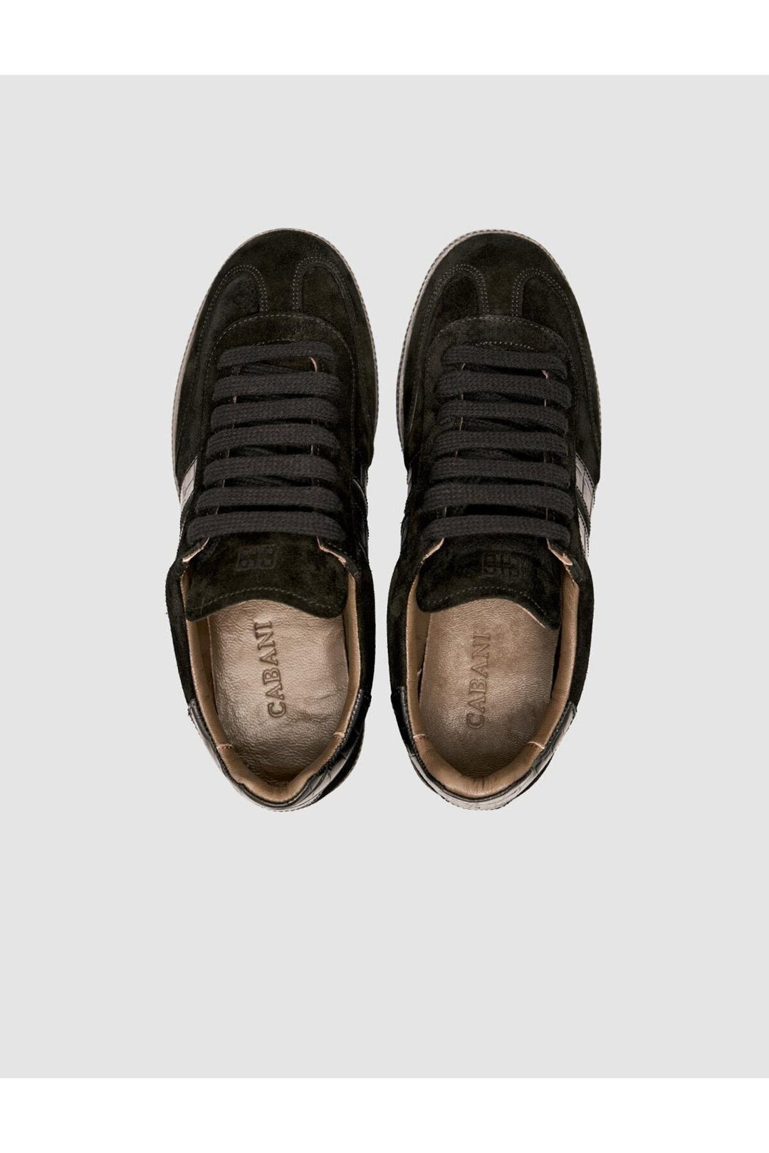 Cabani Shoes Baskets pour femmes en cuir suédé véritable noir 100% - Noir