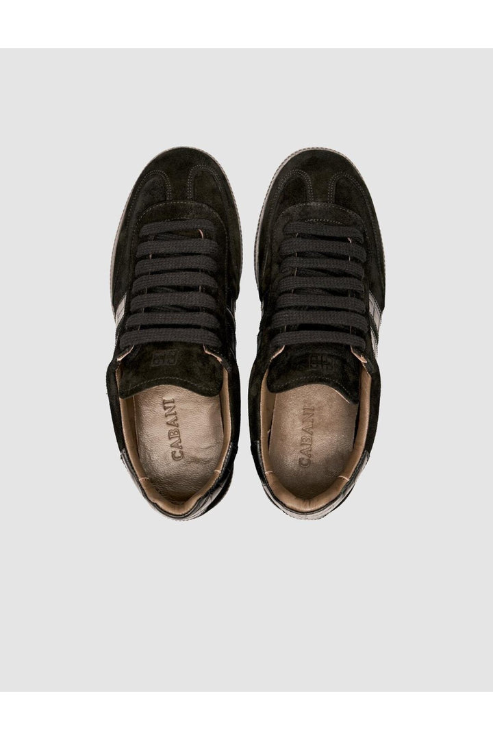 Cabani Shoes Baskets pour femmes en cuir suédé véritable noir 100% - Noir