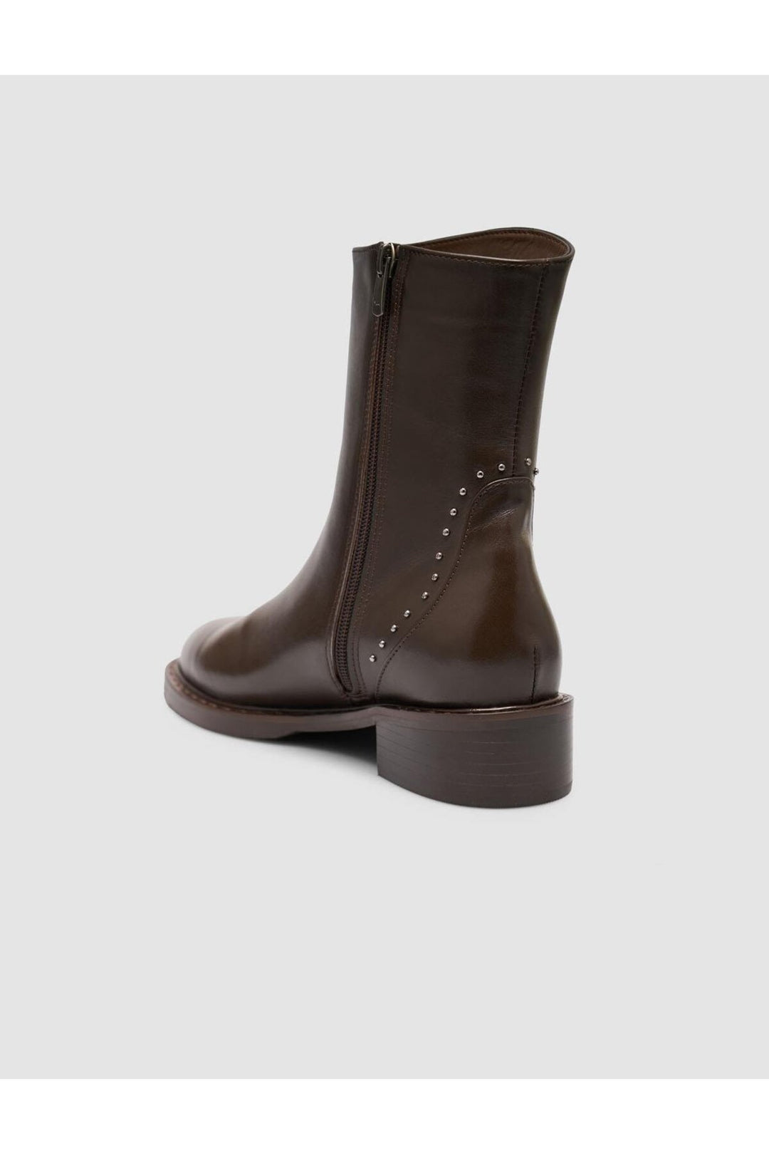 Cabani Shoes Bottines femme en cuir véritable marron avec détails cloutés et fermeture éclair. - Multicolore