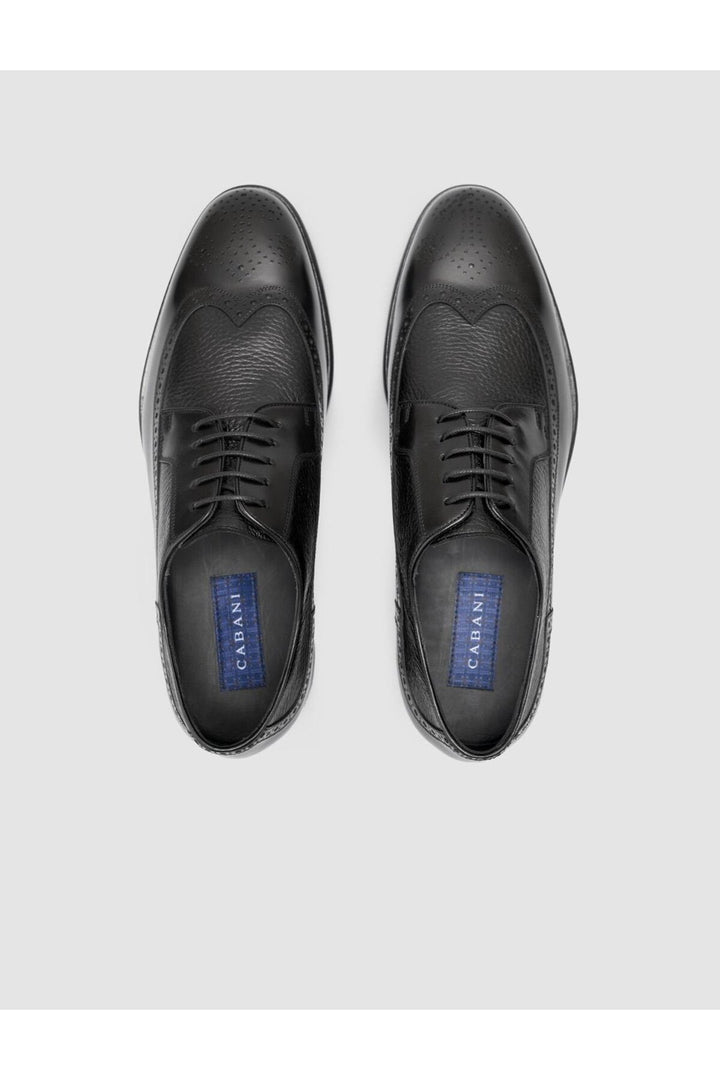 Cabani Shoes Chaussures classiques pour hommes en cuir véritable noir à lacets 100% - Multicolore