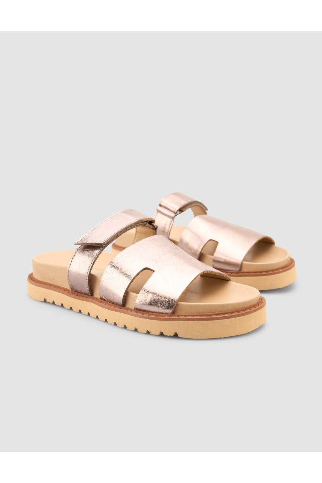 Cabani Shoes %100 Cuir véritable Sandales brillantes en bronze pour femmes - Bronze