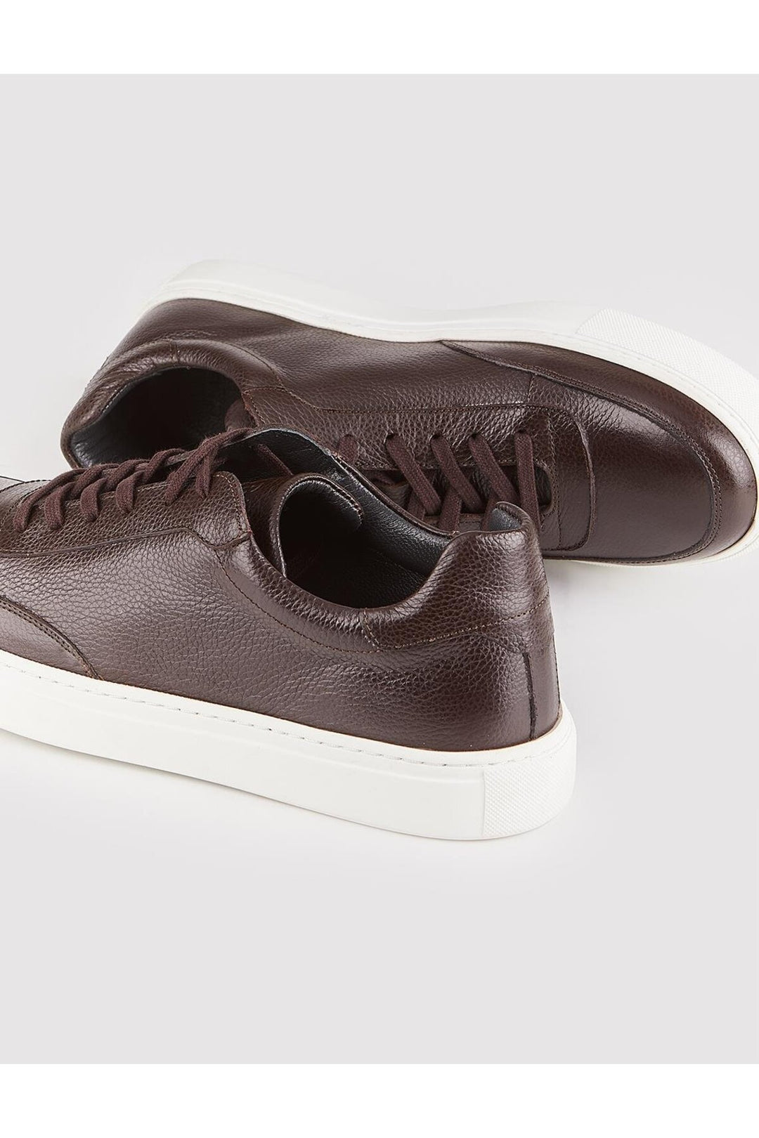 Cabani Shoes Chaussures de sport pour hommes en cuir véritable, à lacets, marron avec semelle blanche. - Marron