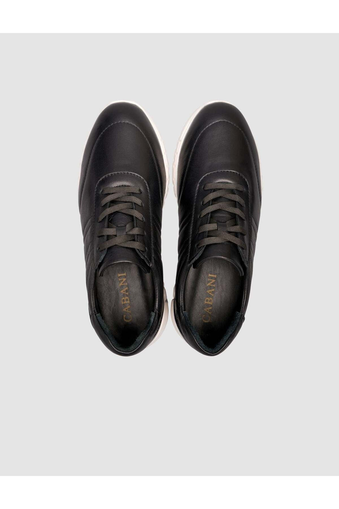 Cabani Shoes Baskets à lacets pour femmes en cuir véritable noir - Multicolore