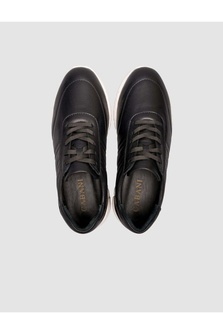 Cabani Shoes Baskets à lacets pour femmes en cuir véritable noir - Multicolore