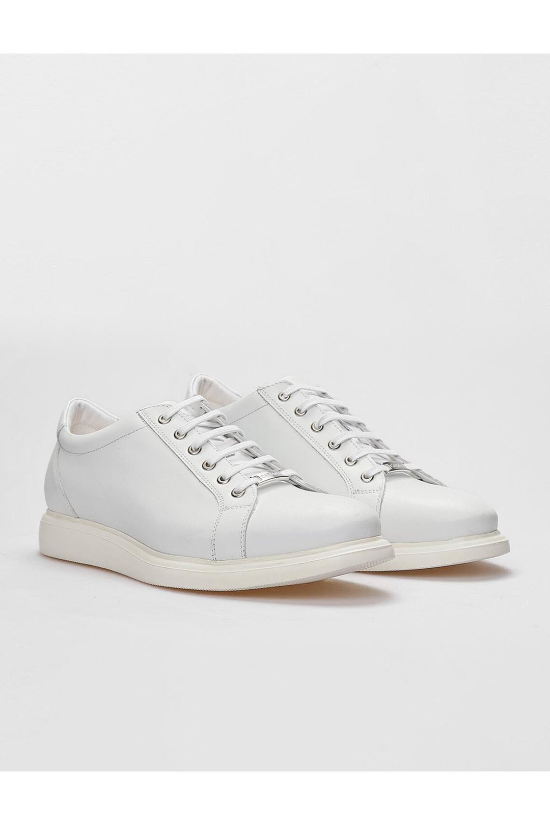 Cabani Shoes Chaussures de sport pour hommes en cuir véritable blanches à lacets - Blanc