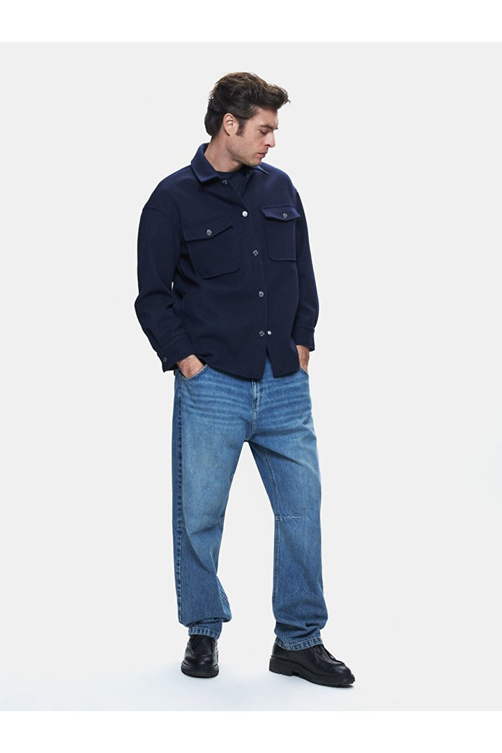 LTB Veste bleu marine à boutons sur le devant à manches longues - laci̇vert_12551