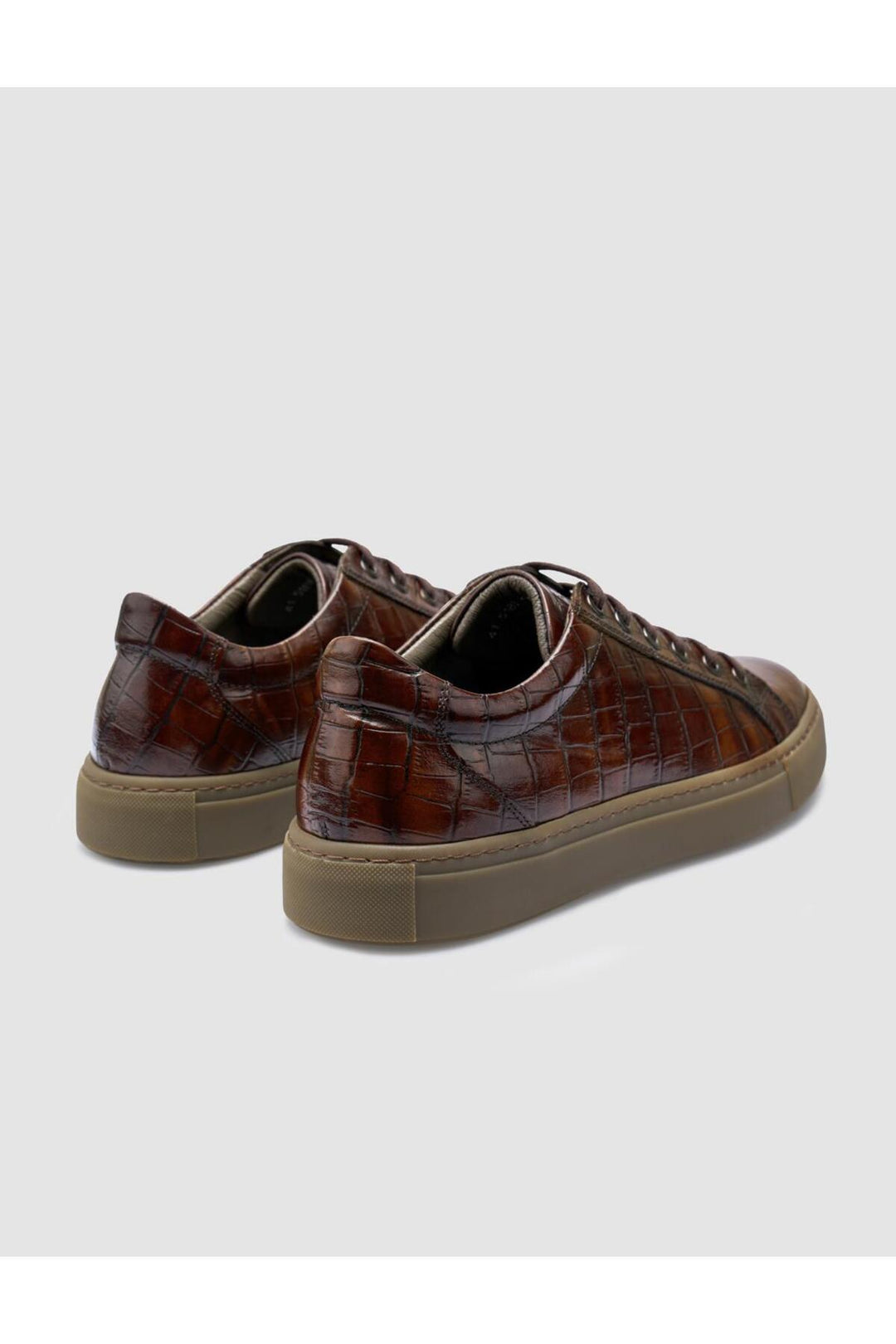 Cabani Shoes Chaussures de sport pour hommes en cuir véritable 100% crocodile marron - Marron