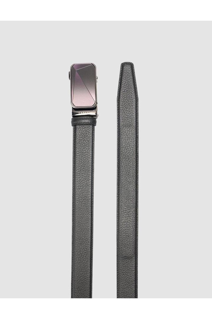 Cabani Shoes Ceinture pour homme en cuir véritable noir avec boucle colorée de 3,5 cm. - Multicolore