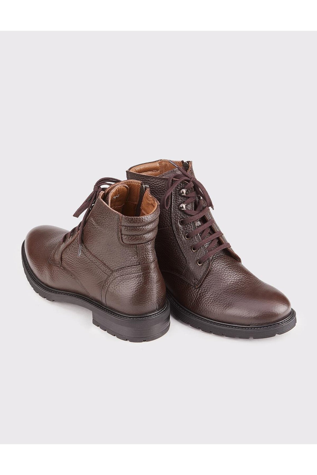 Cabani Shoes Bottines pour hommes en cuir véritable avec semelle en caoutchouc, marron, à lacets. - Multicolore