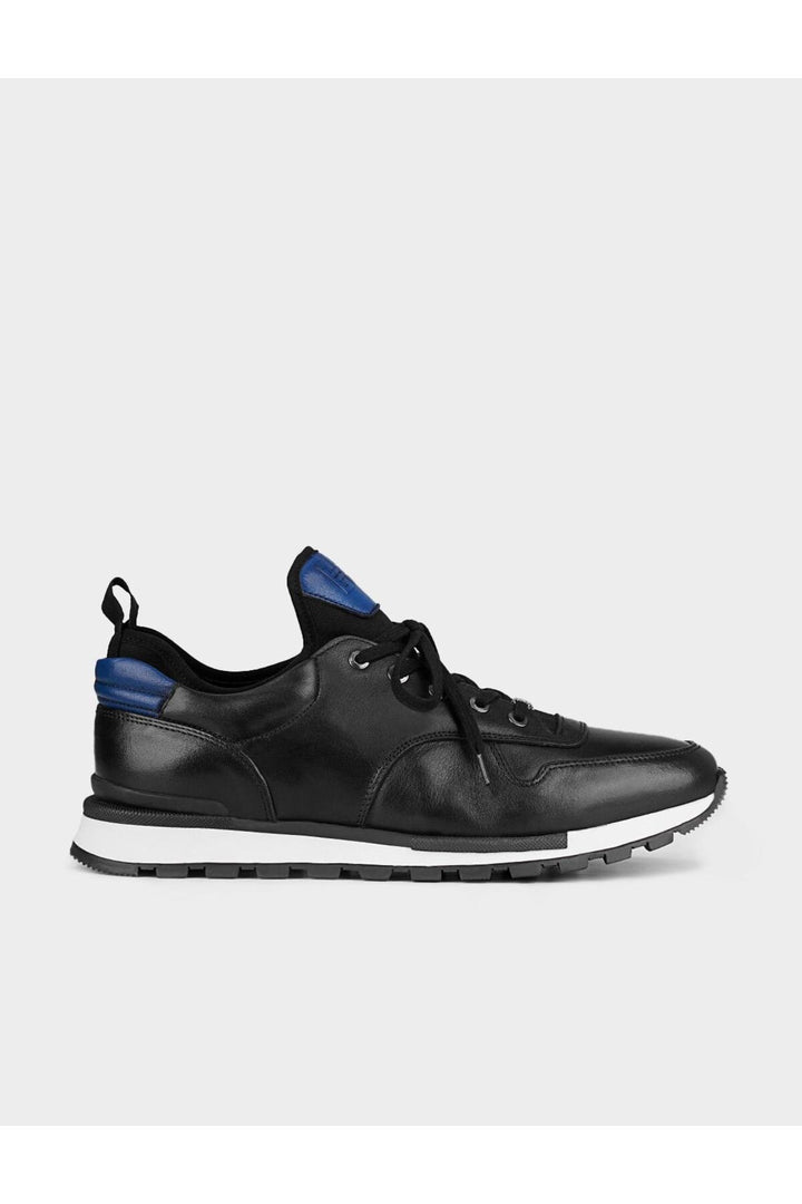 Cabani Shoes Bleu Botte Détail Cuir Véritable Noir À Lacets Chaussures Sport Homme - Noir