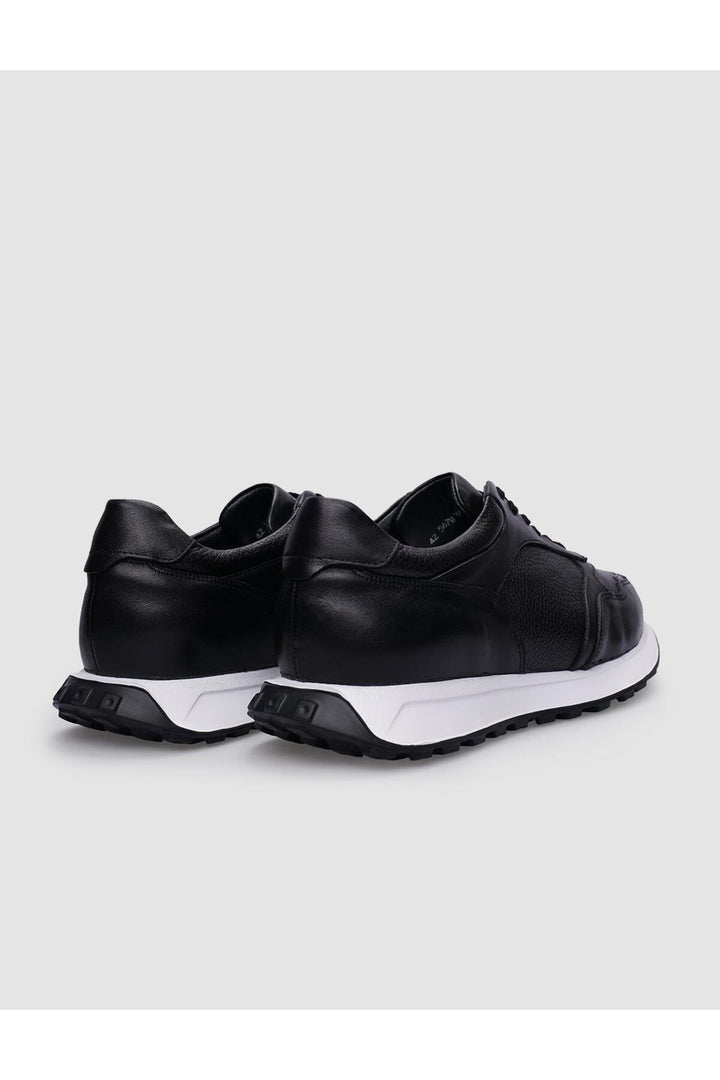 Cabani Shoes Chaussures de sport pour hommes en cuir véritable noir à lacets 100% - Noir