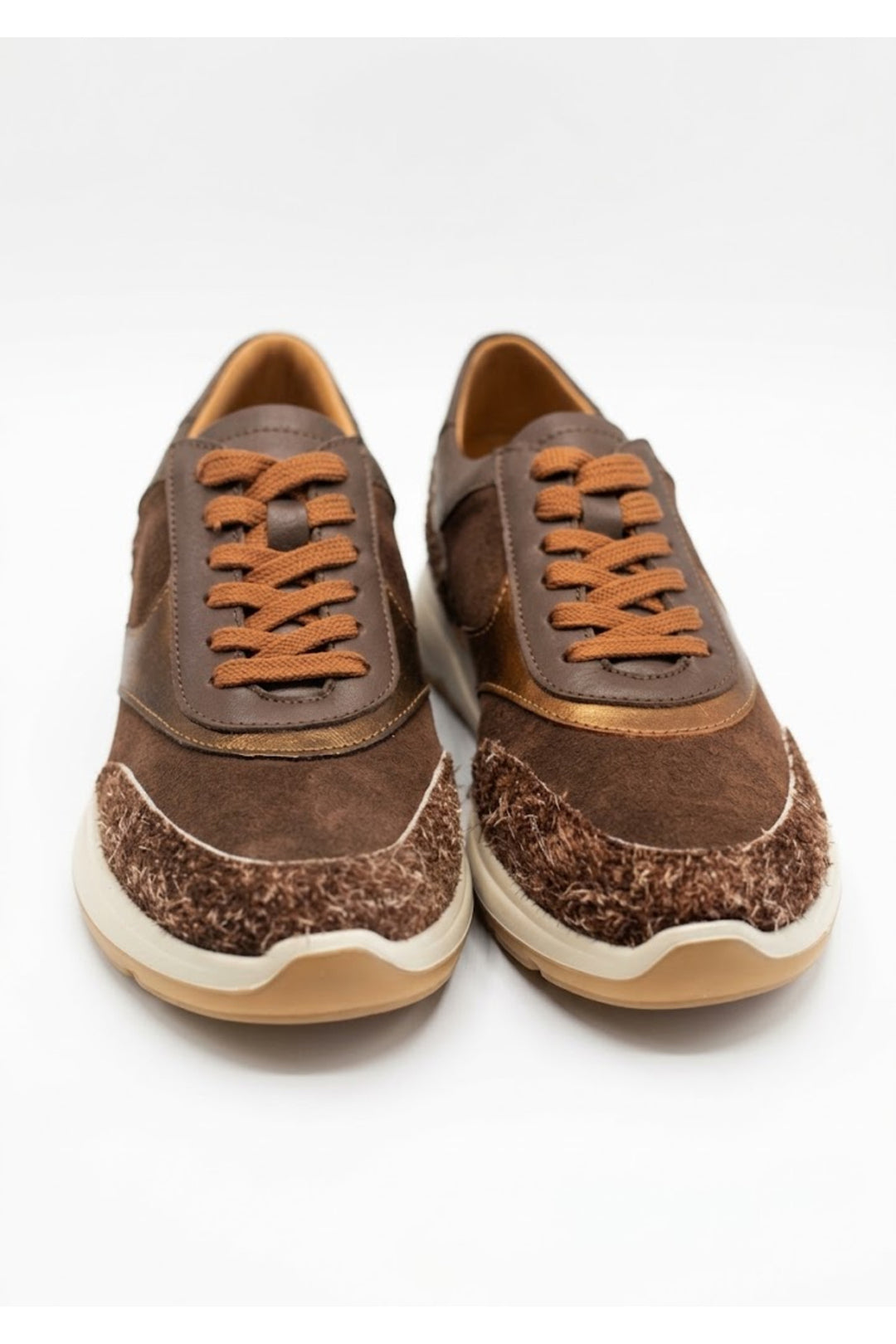 Wavelys MARA Chaussures de sport élégantes en cuir véritable, flexibles et confortables, à semelle confortable. - Marron