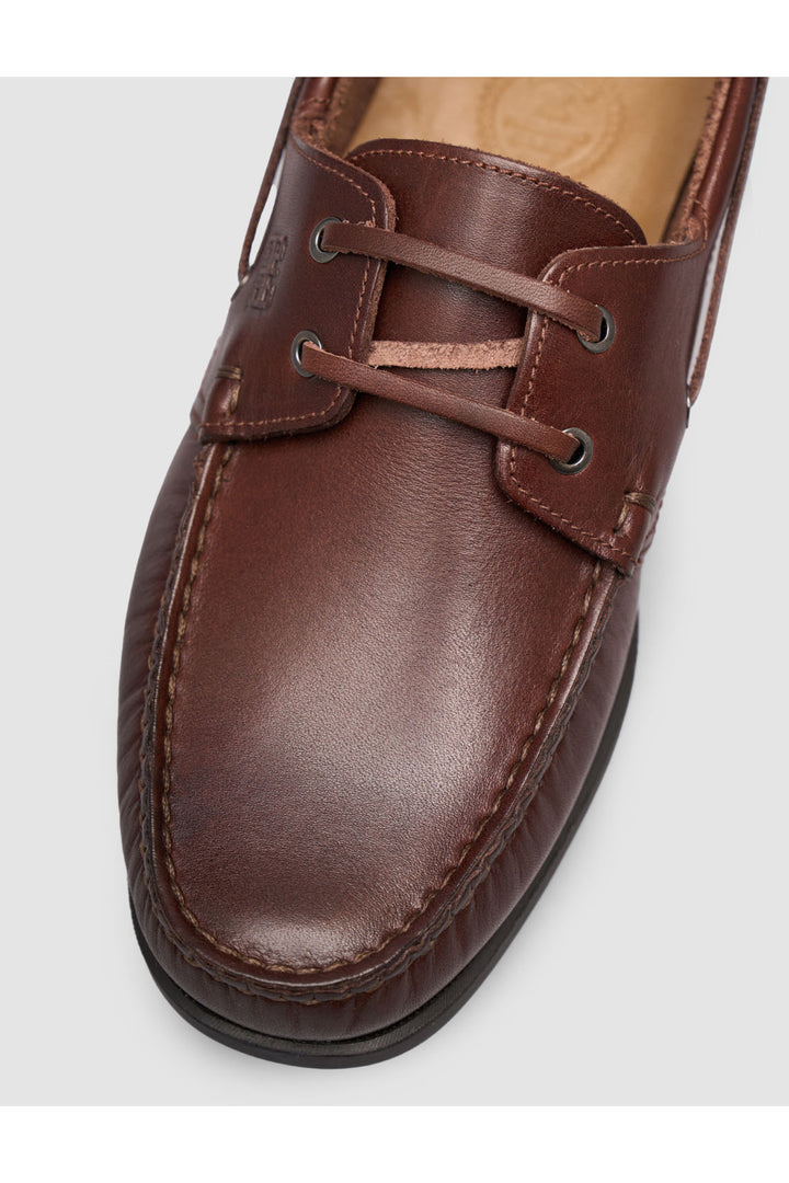 Cabani Shoes Kylavex Chaussures de bateau en cuir véritable marron à lacets pour le quotidien - Marron