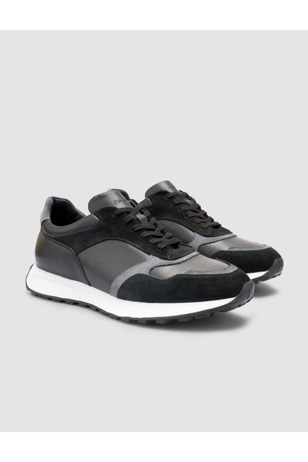 Cabani Shoes Chaussures de sport pour hommes en cuir véritable noir à lacets 100% - Noir