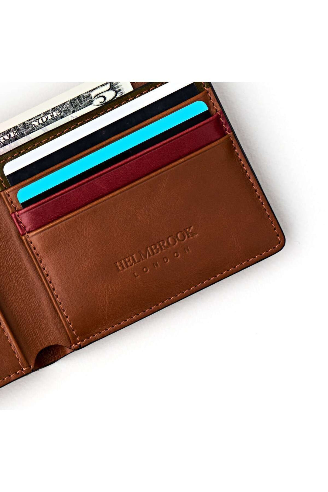 Helmbrook Portefeuille en cuir véritable pour homme Slim Design Multi-Bay RFID Protected Eldridge Taba Plus