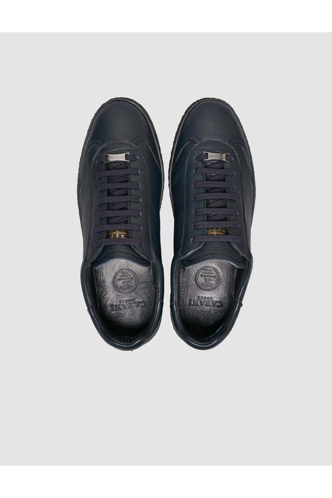 Cabani Shoes Chaussures de sport pour hommes en cuir véritable bleu marine à lacets avec semelle en caoutchouc. - Bleu marine
