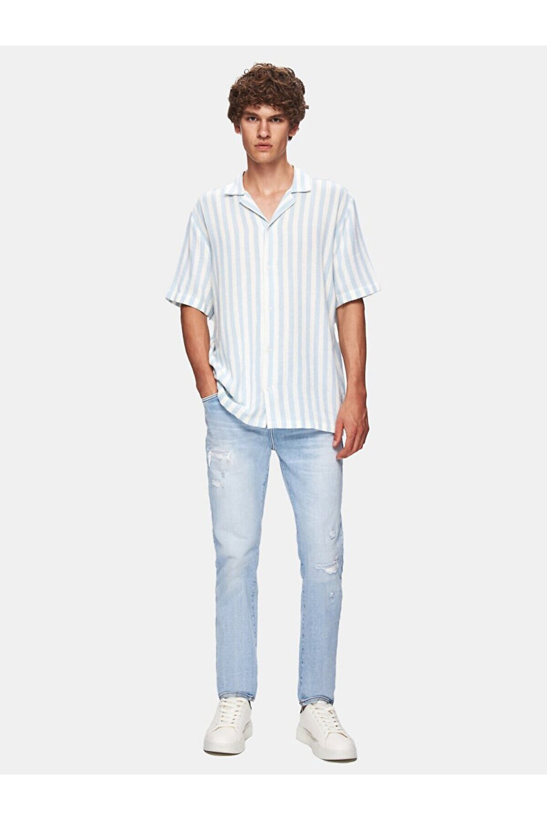 LTB Pantalon en Jean Taille Moyenne Étroite New Sawyer Y - orta Bleu_55634