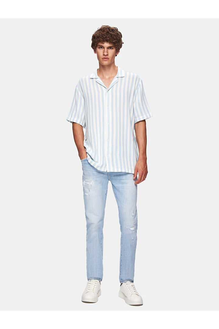 LTB Pantalon en Jean Taille Moyenne Étroite New Sawyer Y - orta Bleu_55634