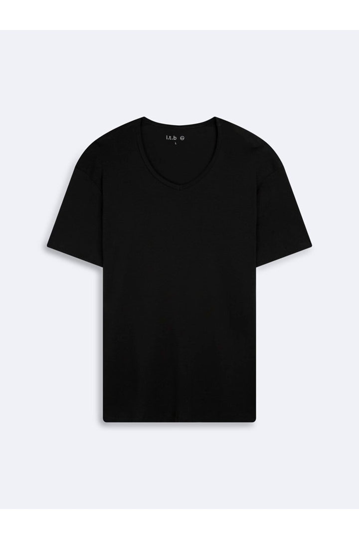 LTB T-shirt basique noir à col en V - Noir