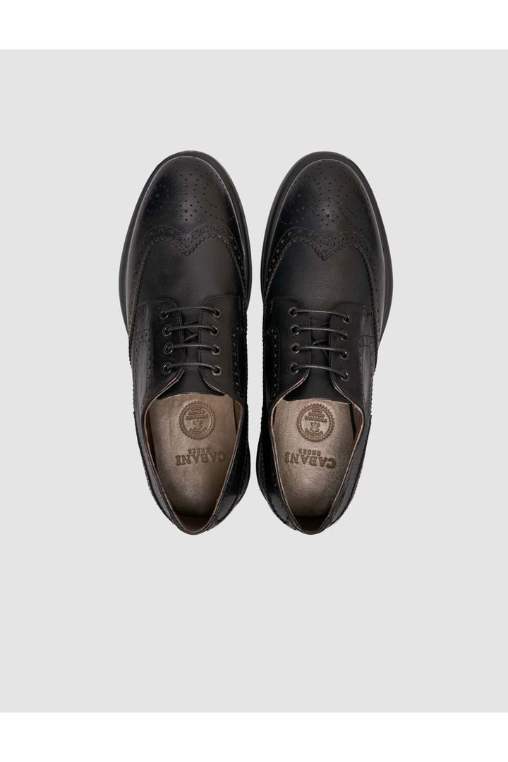 Cabani Shoes Chaussures de ville pour hommes en cuir véritable texturé noires à lacets Eva - Multicolore