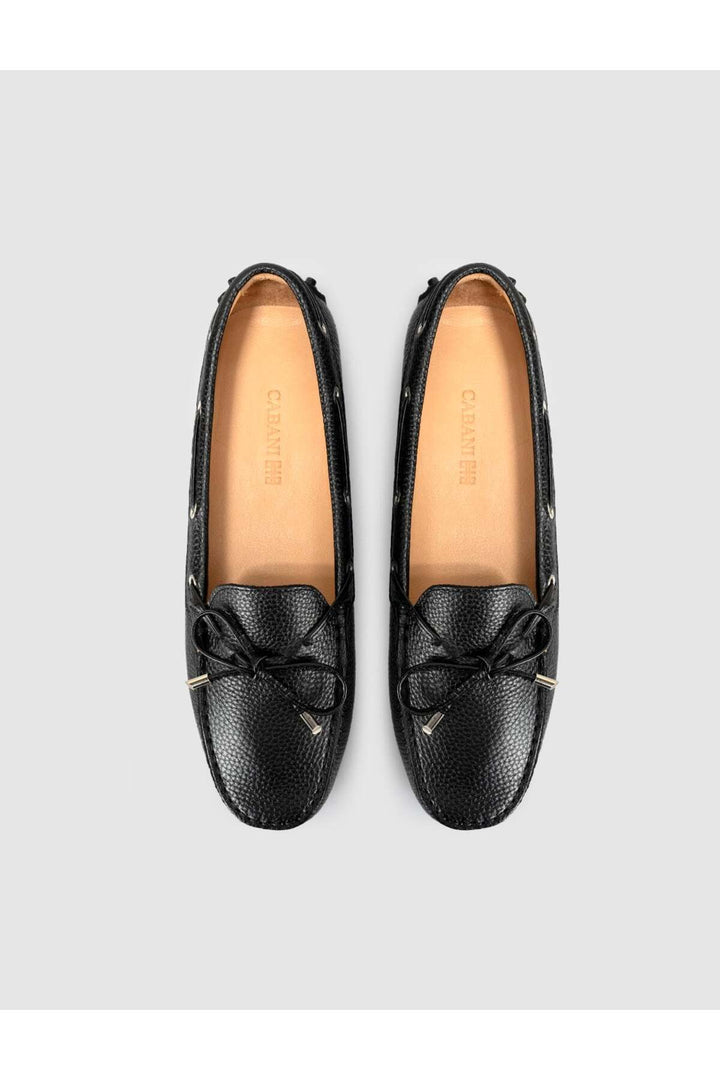 Cabani Shoes Chaussures pour femmes en cuir véritable noir à lacets (mocassins) - Noir